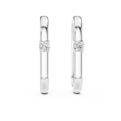 Elegant Solitaire Diamond Rectangular Hoops