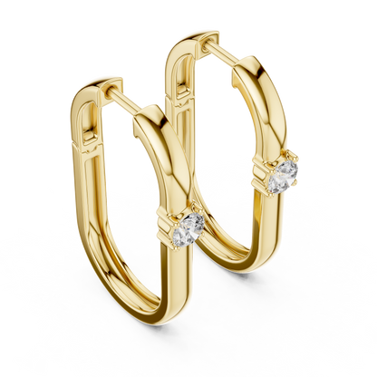Elegant Solitaire Diamond Rectangular Hoops
