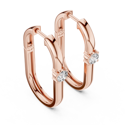 Elegant Solitaire Diamond Rectangular Hoops