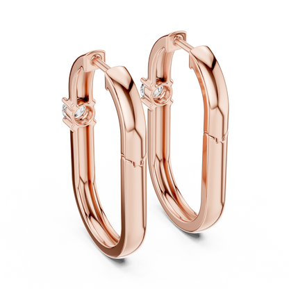 Elegant Solitaire Diamond Rectangular Hoops