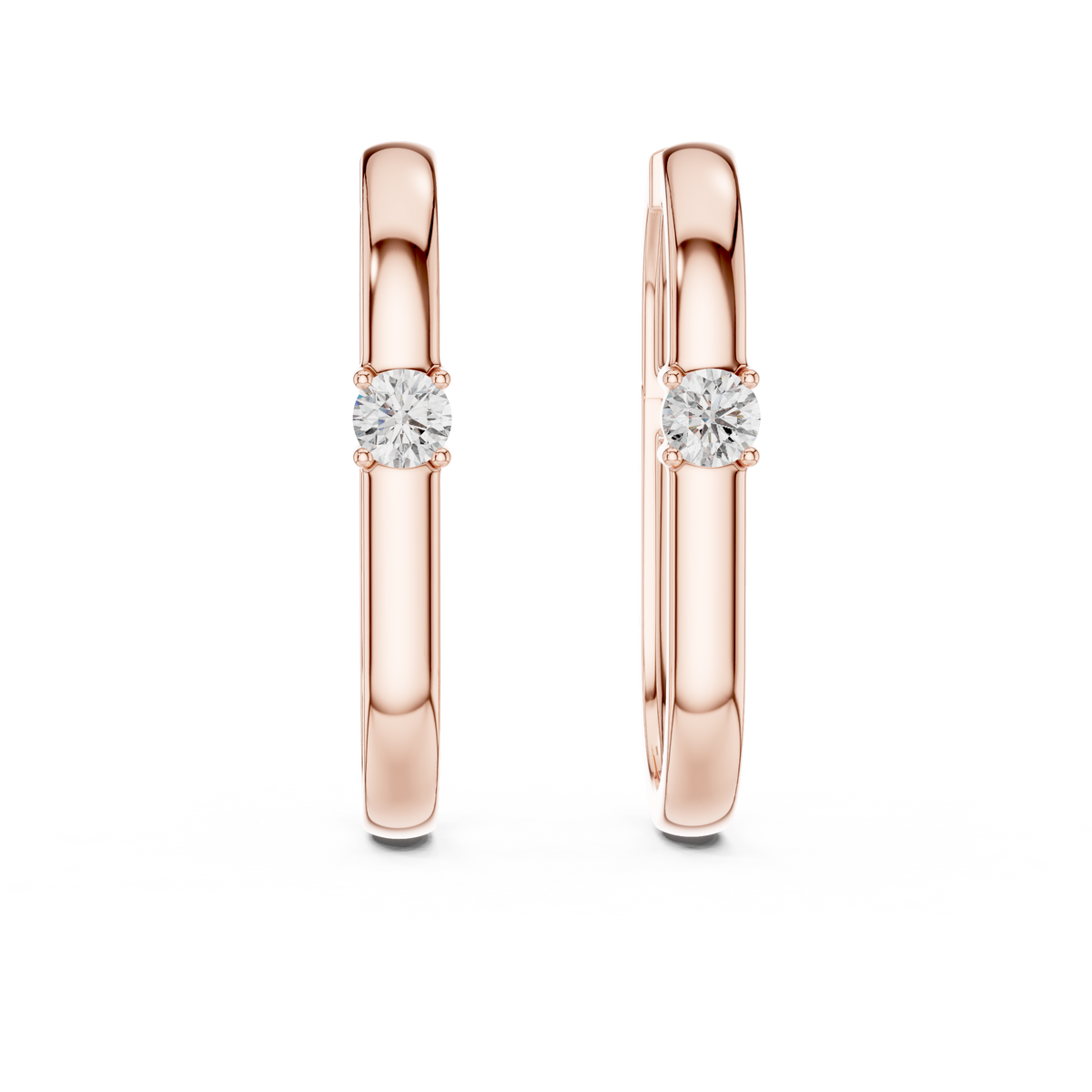 Elegant Solitaire Diamond Rectangular Hoops