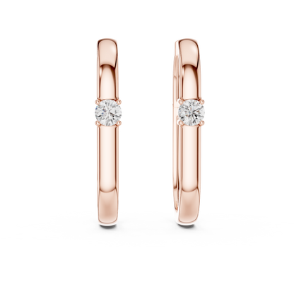 Elegant Solitaire Diamond Rectangular Hoops