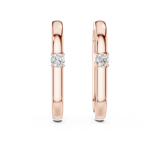Elegant Solitaire Diamond Rectangular Hoops