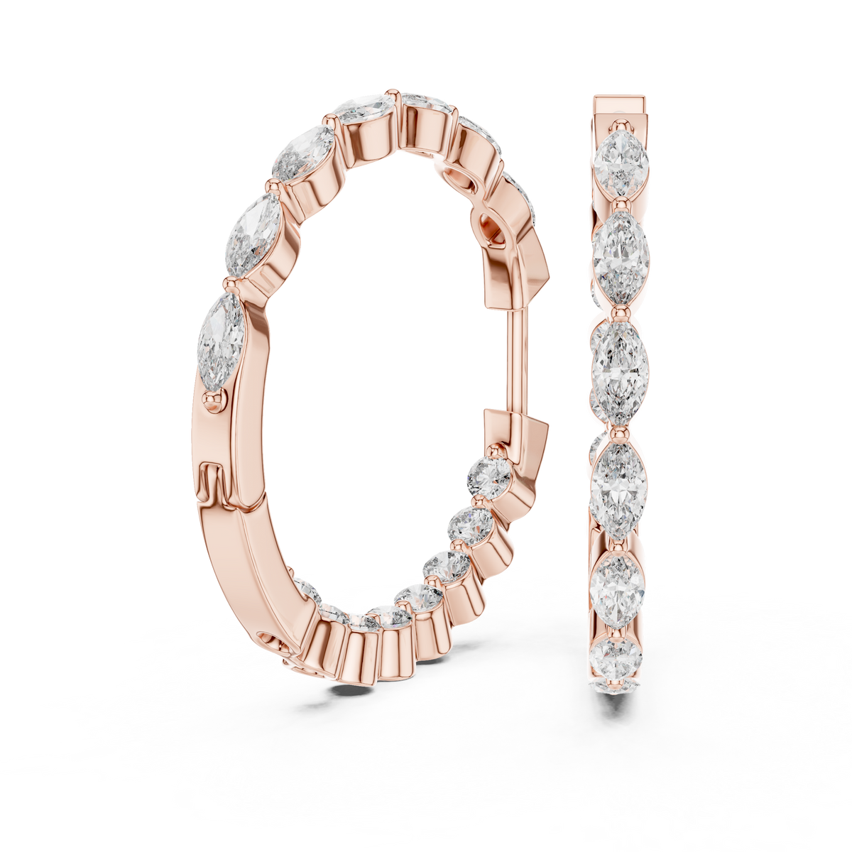 Elegant Marquise Diamond Hoops