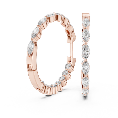 Elegant Marquise Diamond Hoops