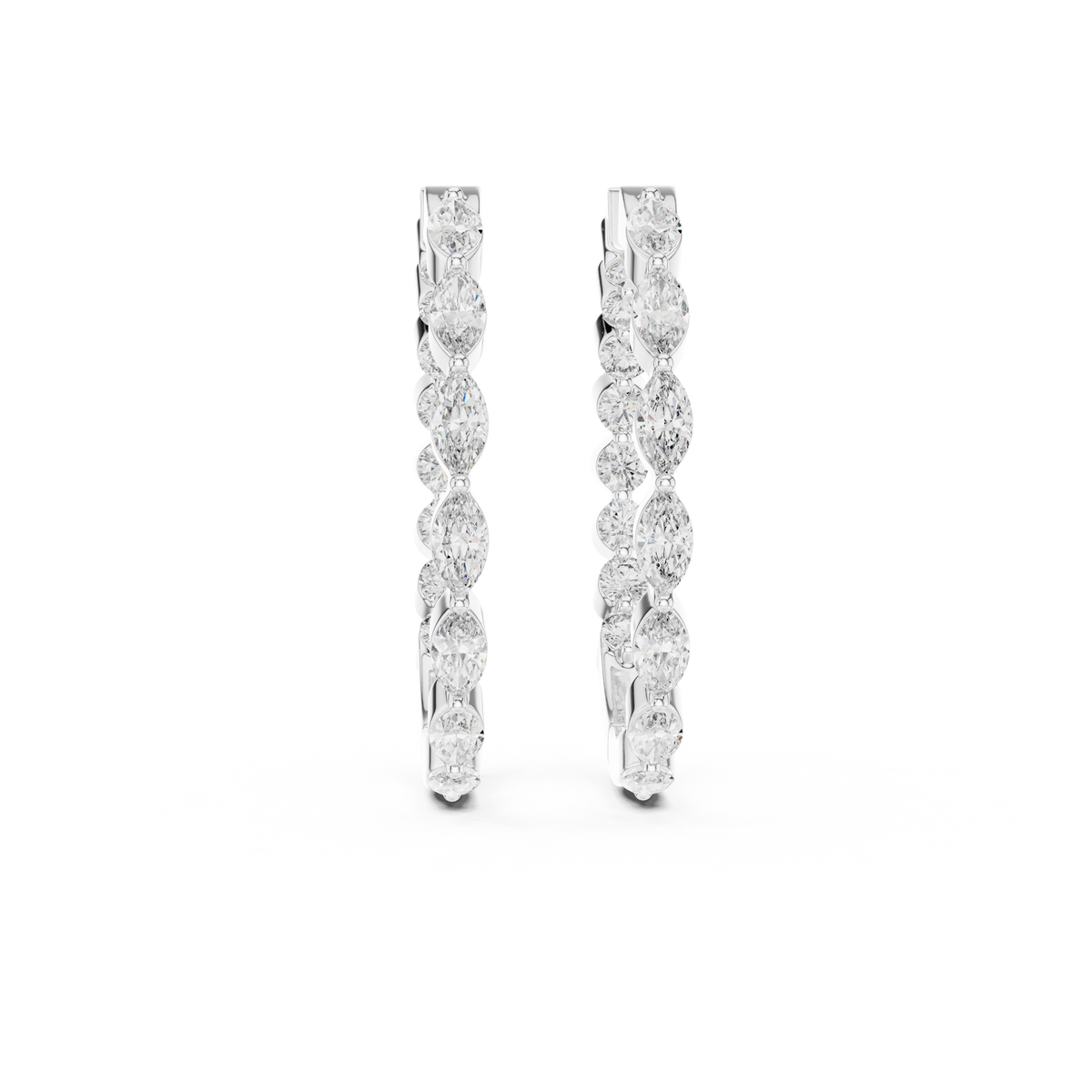 Elegant Marquise Diamond Hoops