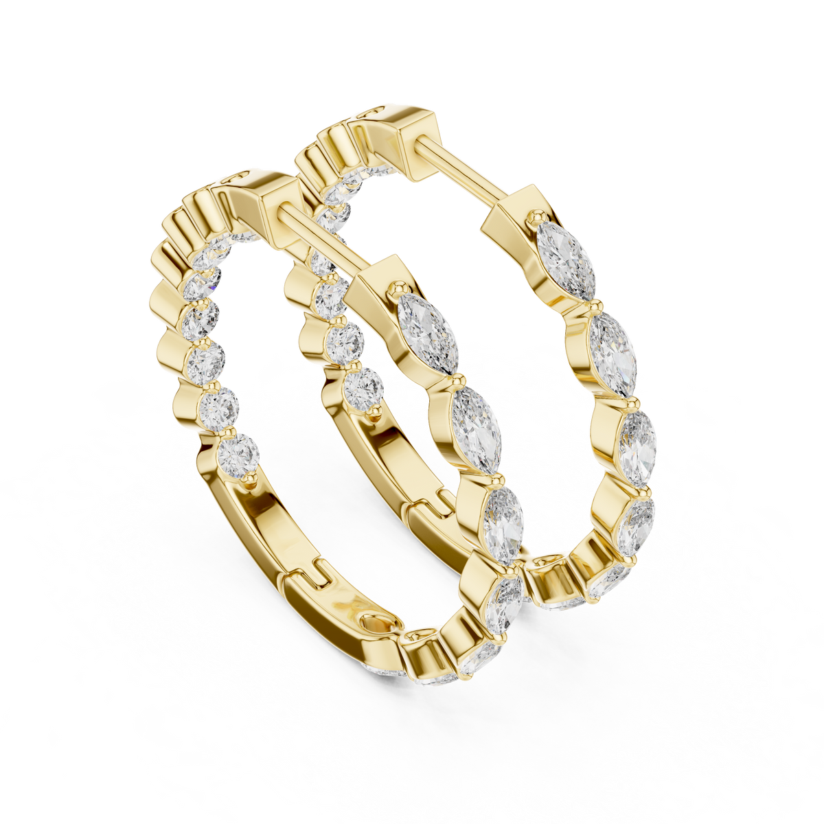 Elegant Marquise Diamond Hoops