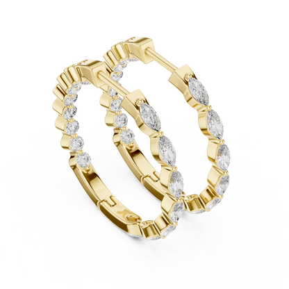 Elegant Marquise Diamond Hoops