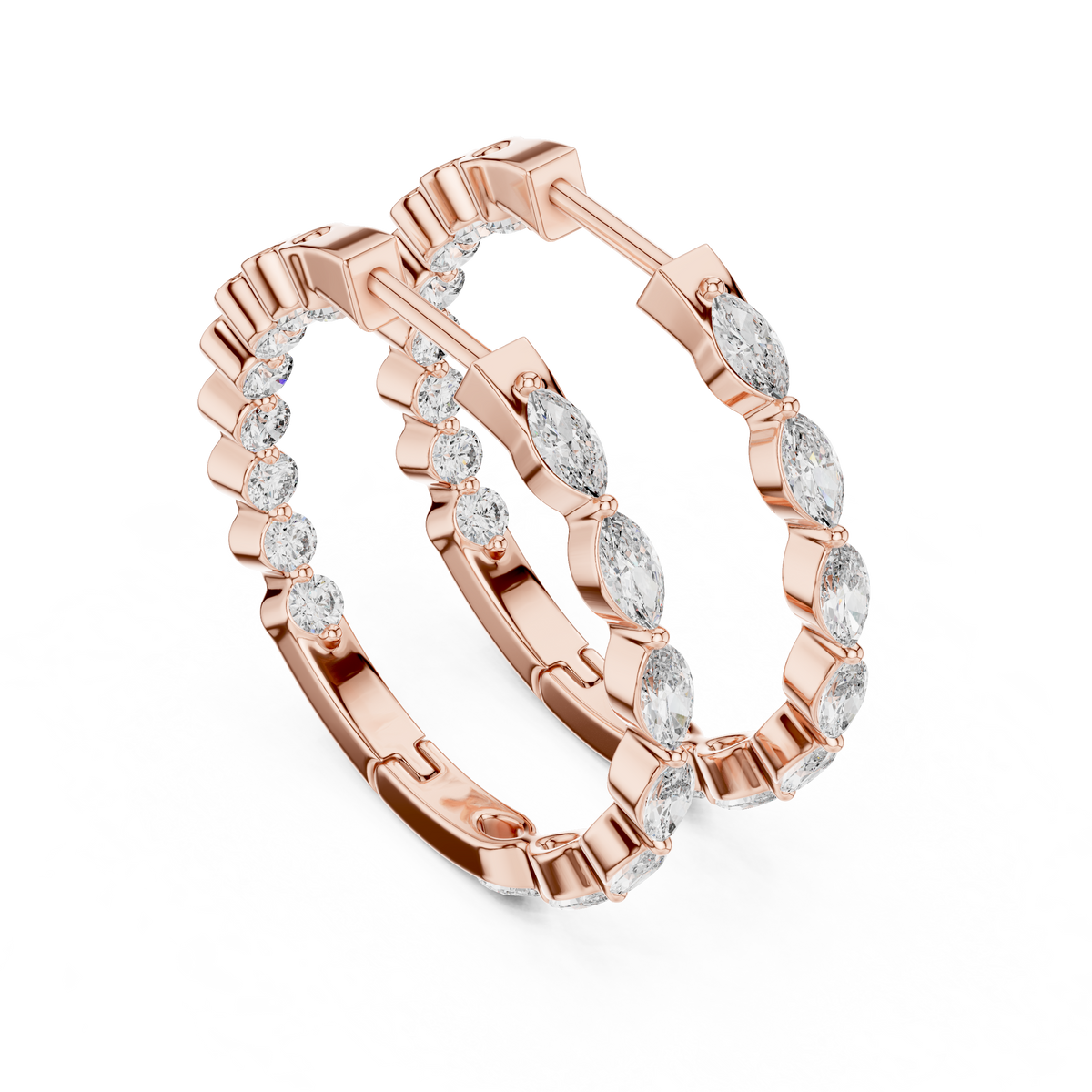 Elegant Marquise Diamond Hoops