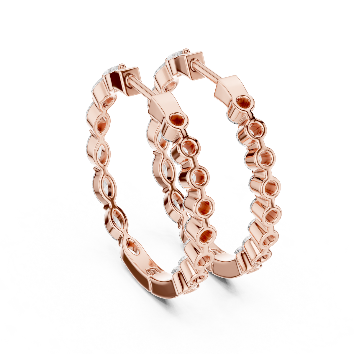Elegant Marquise Diamond Hoops