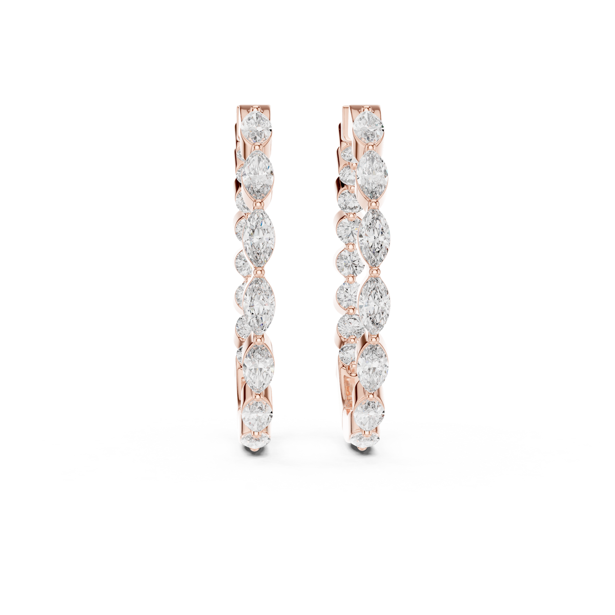 Elegant Marquise Diamond Hoops