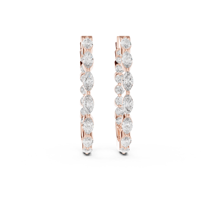 Elegant Marquise Diamond Hoops