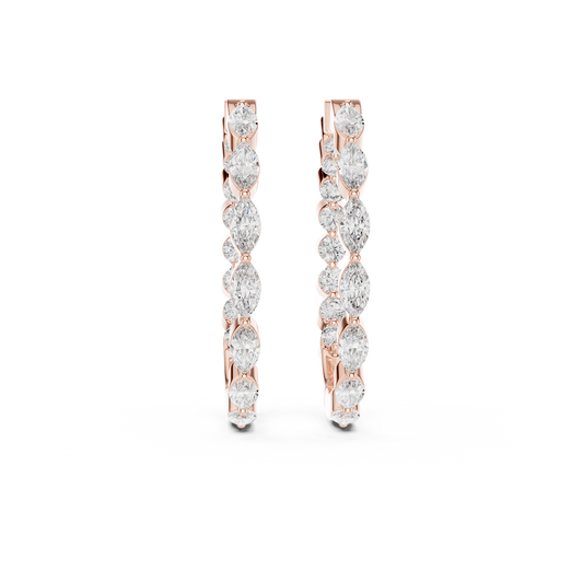 Elegant Marquise Diamond Hoops