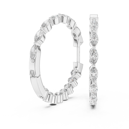 Elegant Marquise Diamond Hoops