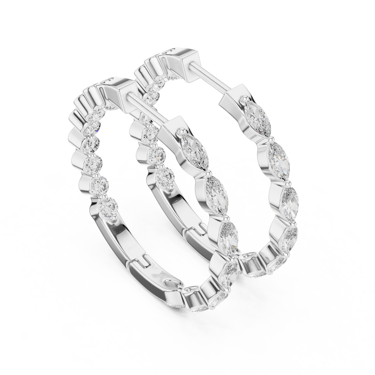 Elegant Marquise Diamond Hoops