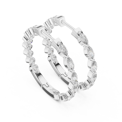 Elegant Marquise Diamond Hoops