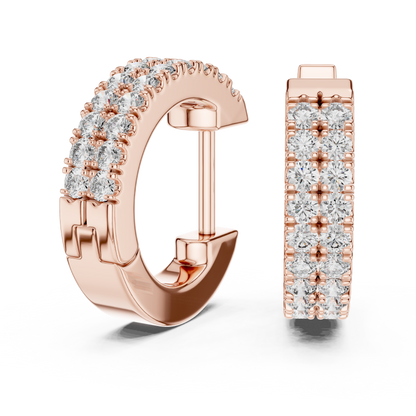 Regal Double Row Pavé Diamond Hoops