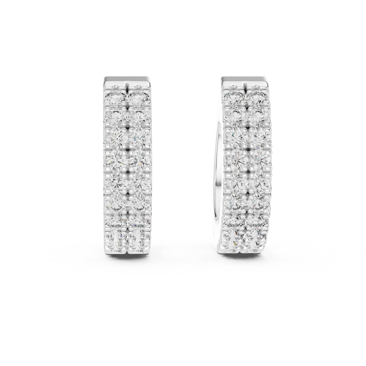 Regal Double Row Pavé Diamond Hoops
