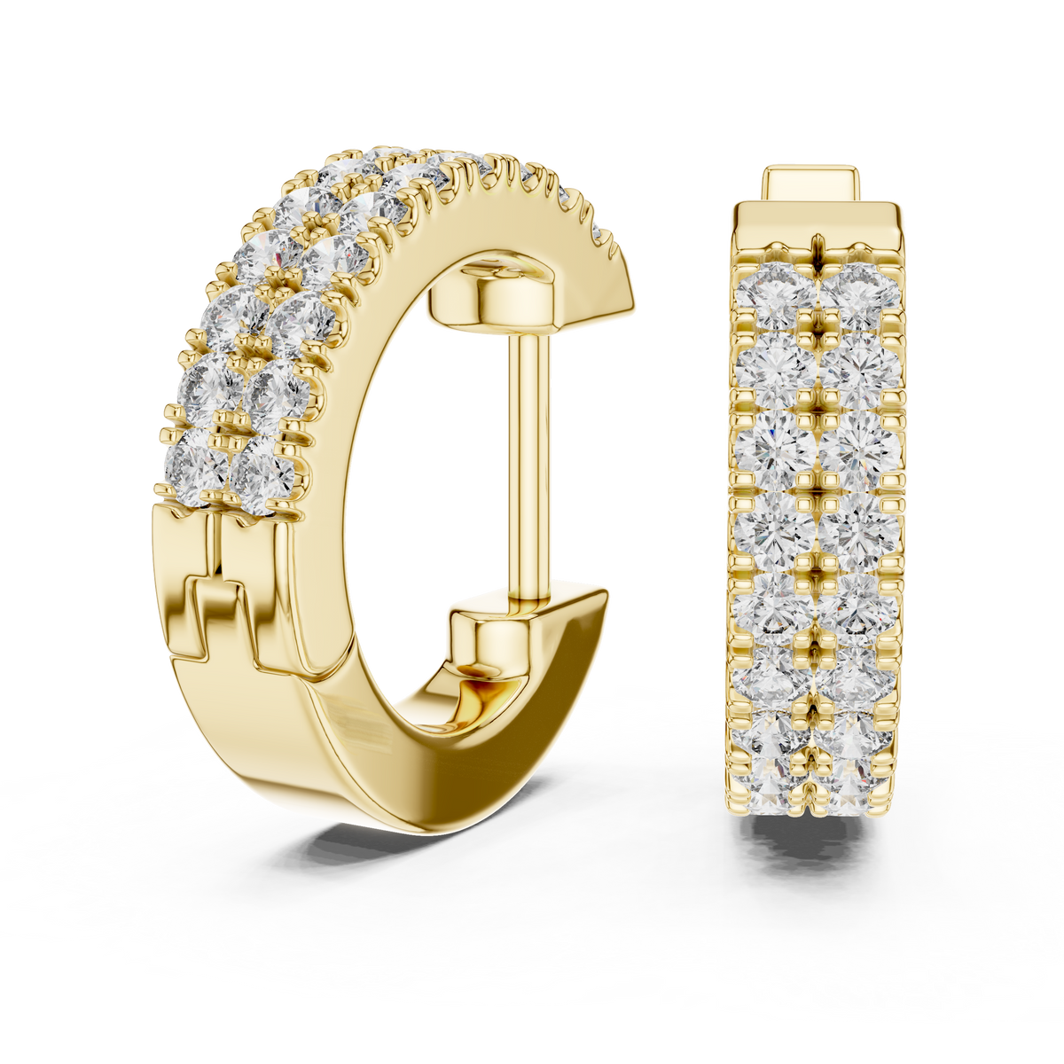 Regal Double Row Pavé Diamond Hoops