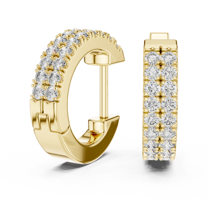 Regal Double Row Pavé Diamond Hoops