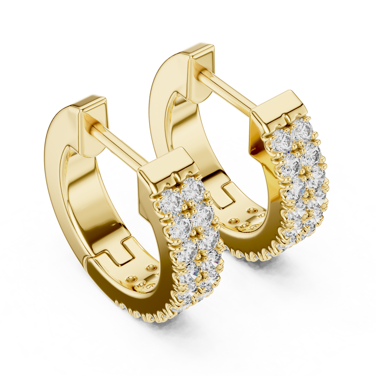 Regal Double Row Pavé Diamond Hoops
