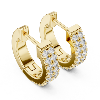 Regal Double Row Pavé Diamond Hoops