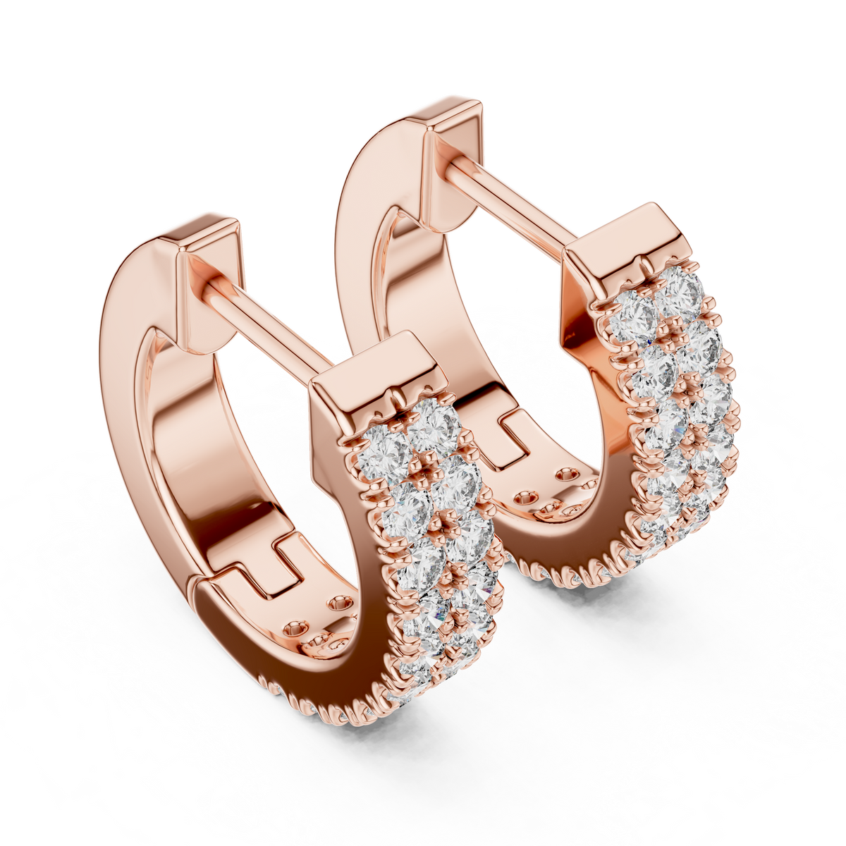Regal Double Row Pavé Diamond Hoops