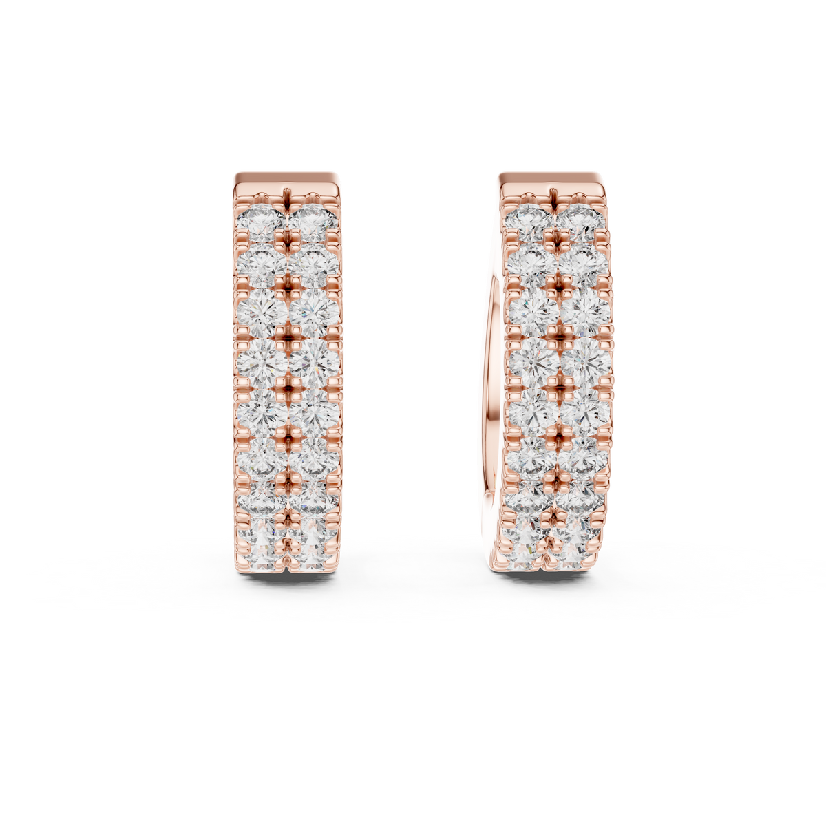 Regal Double Row Pavé Diamond Hoops