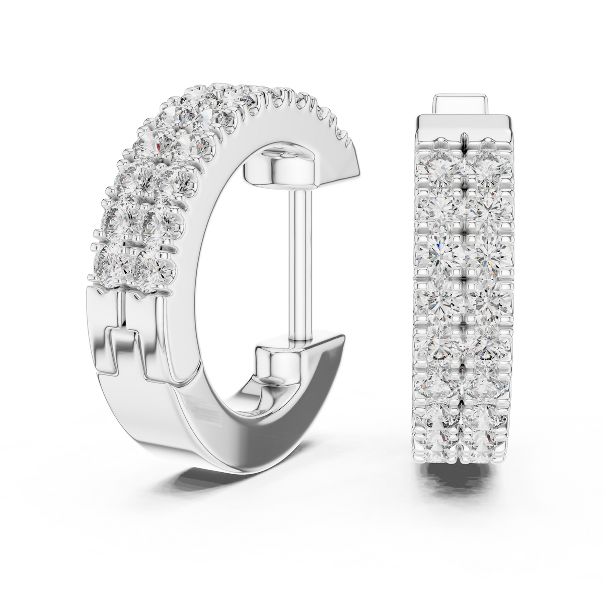 Regal Double Row Pavé Diamond Hoops