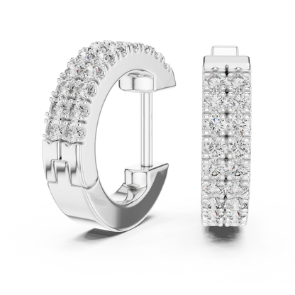 Regal Double Row Pavé Diamond Hoops