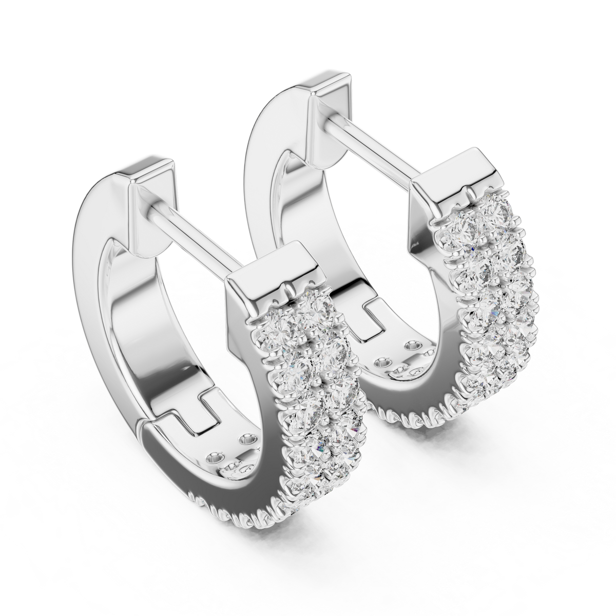 Regal Double Row Pavé Diamond Hoops