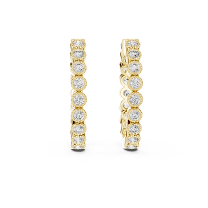 Regal Bezel Round Diamond Hoops