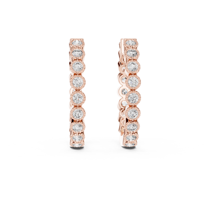 Regal Bezel Round Diamond Hoops