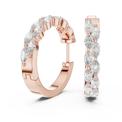 Regal Double Marquise Diamond Hoops
