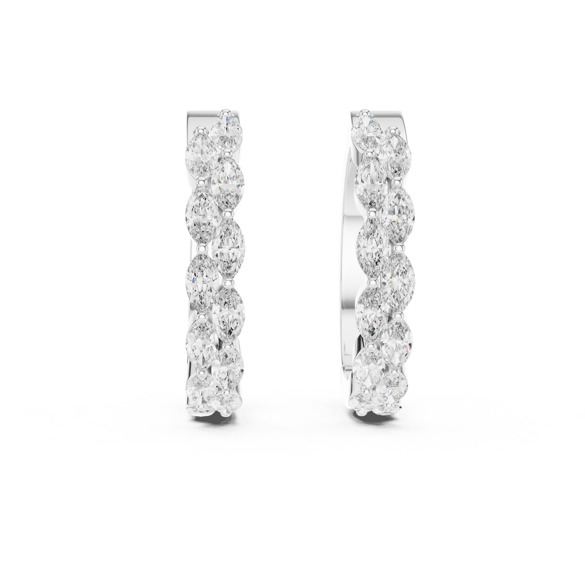 Regal Double Marquise Diamond Hoops