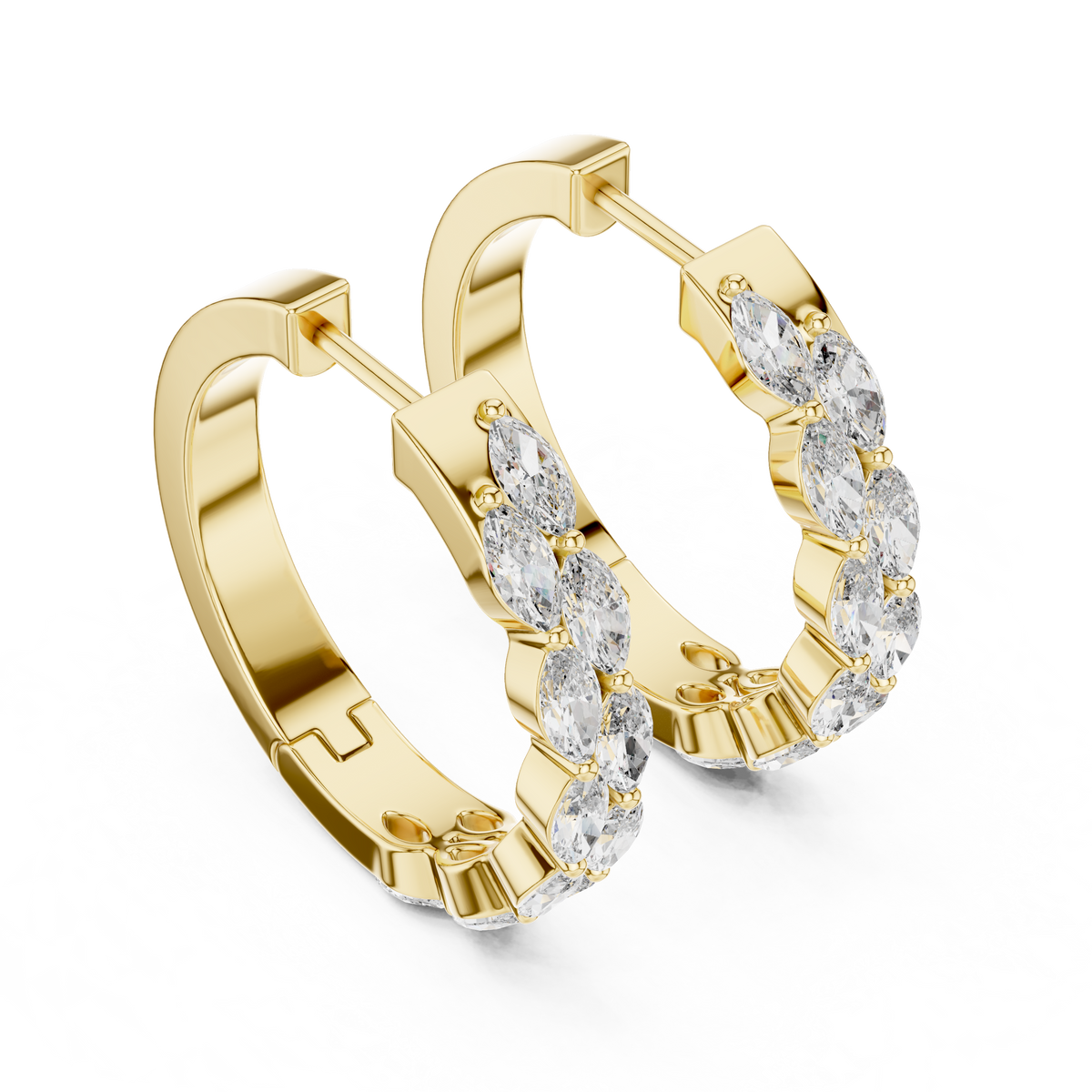 Regal Double Marquise Diamond Hoops