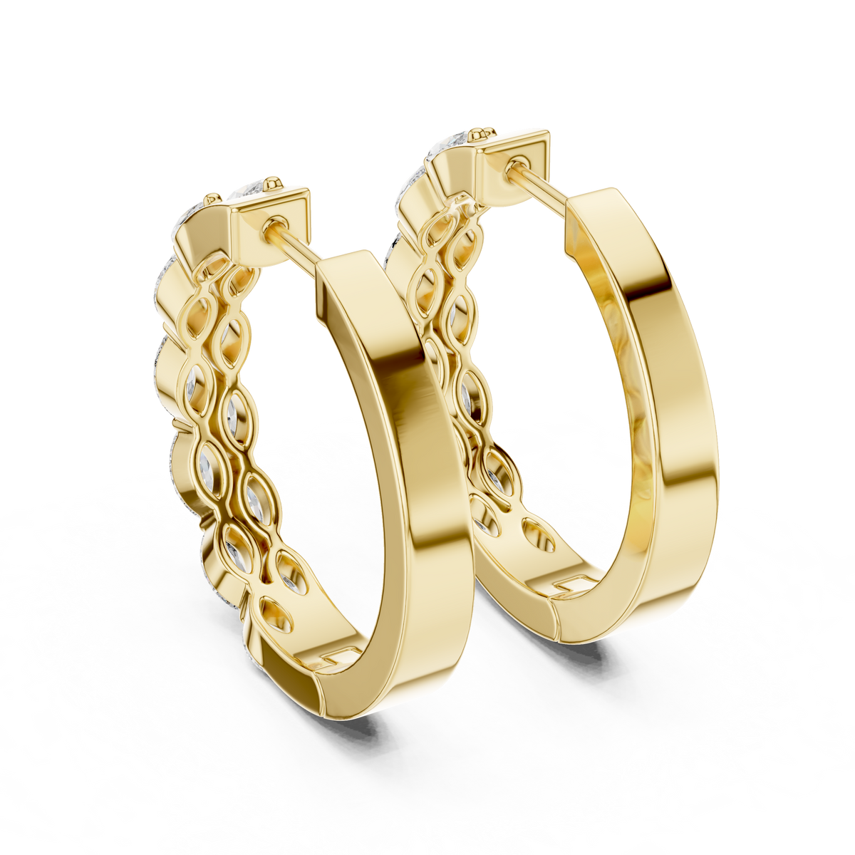 Regal Double Marquise Diamond Hoops