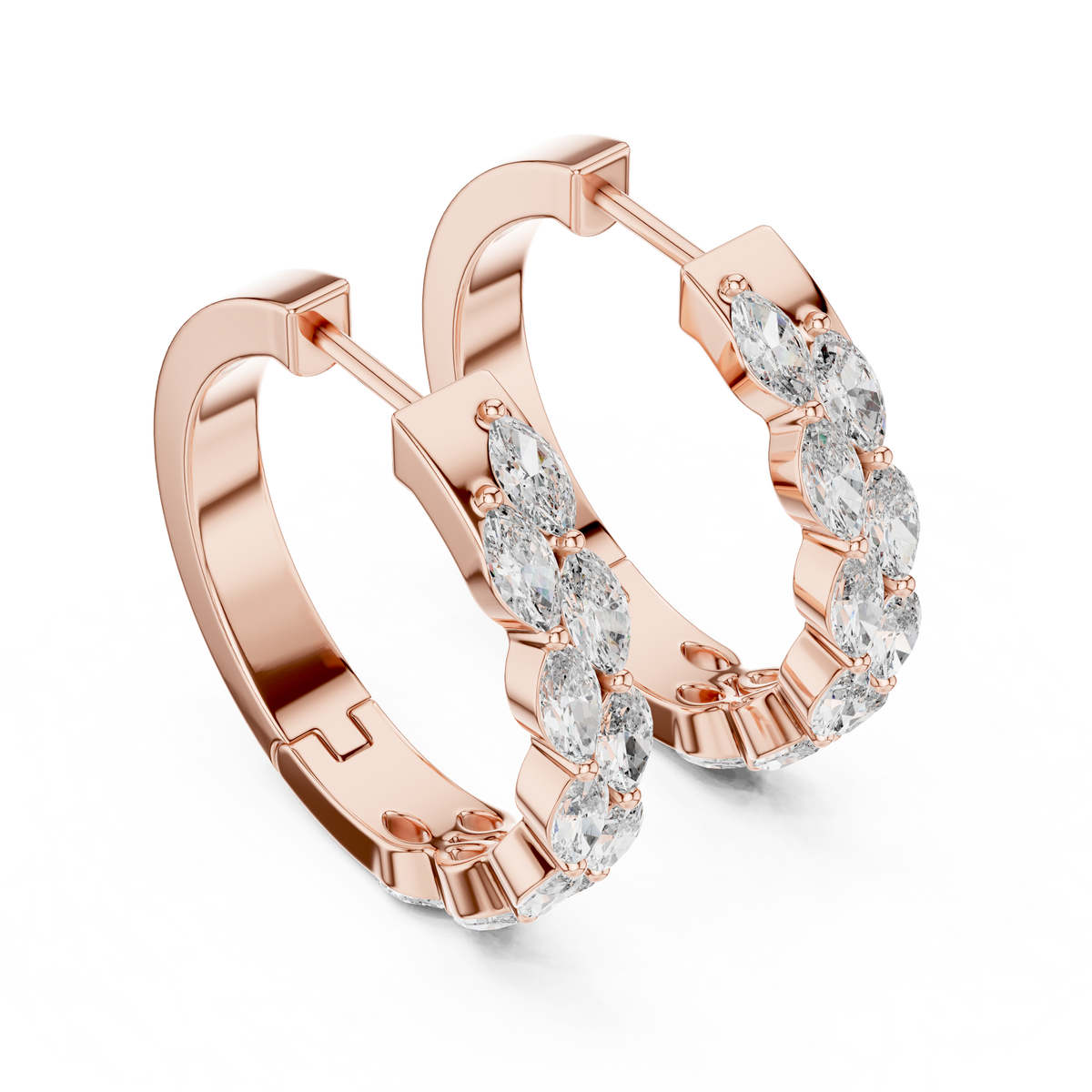 Regal Double Marquise Diamond Hoops
