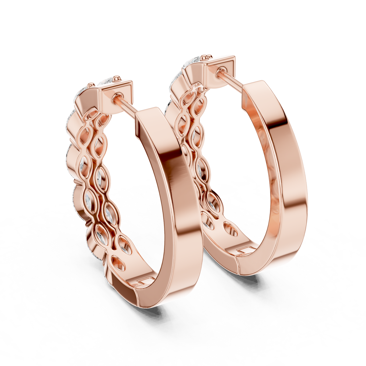 Regal Double Marquise Diamond Hoops