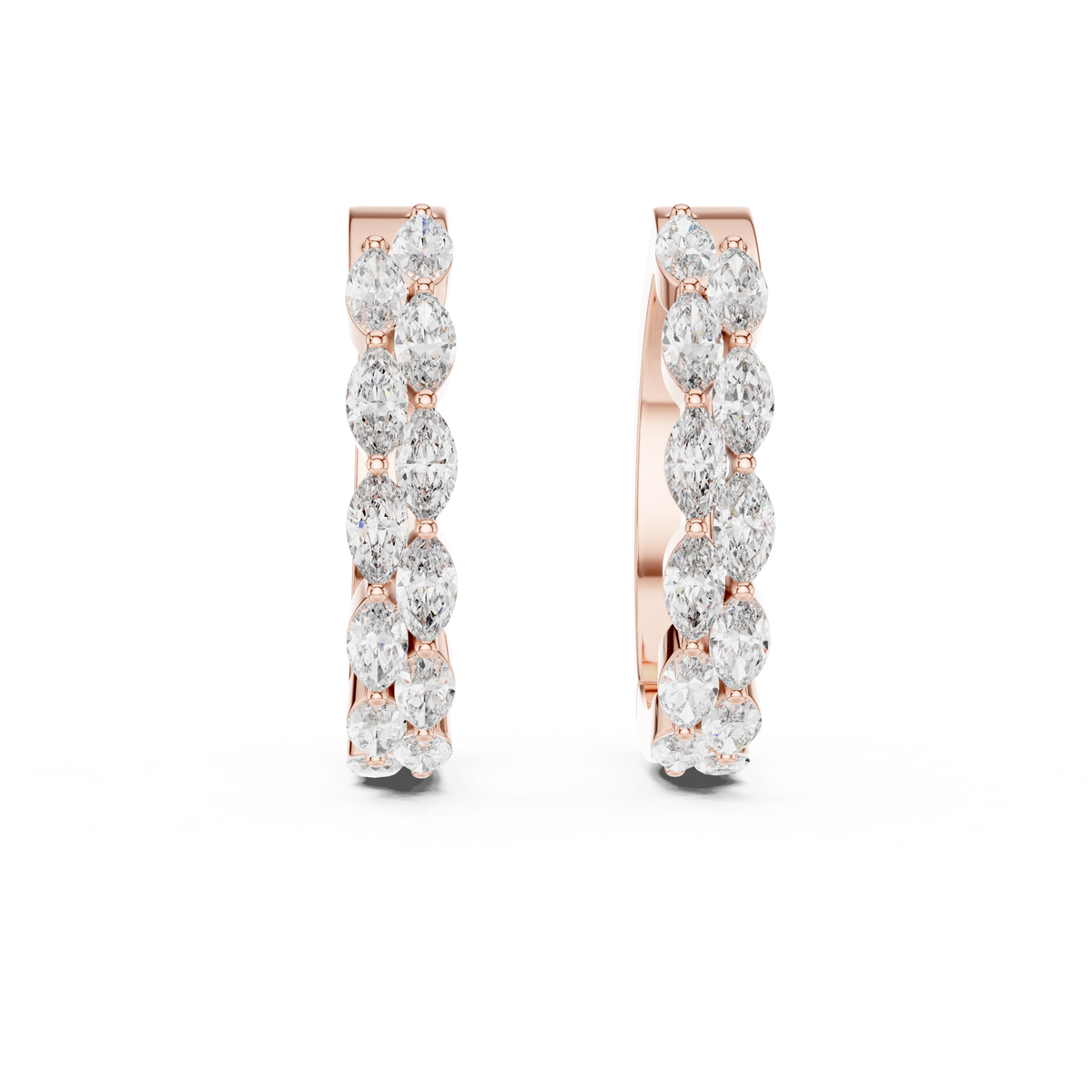 Regal Double Marquise Diamond Hoops