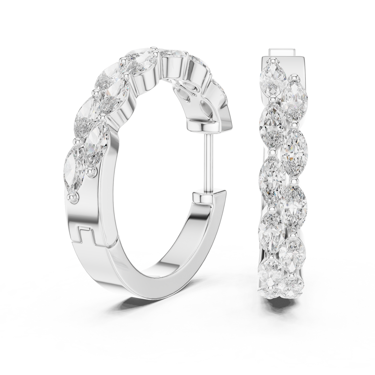 Regal Double Marquise Diamond Hoops