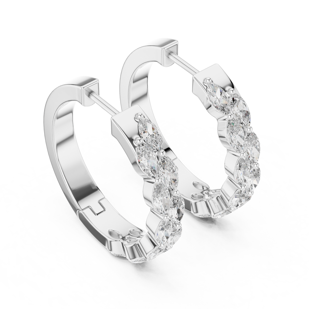 Regal Double Marquise Diamond Hoops