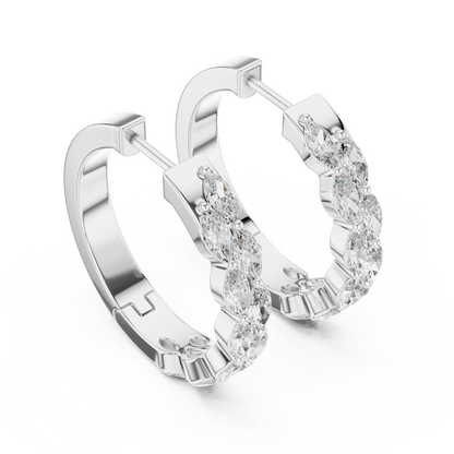 Regal Double Marquise Diamond Hoops