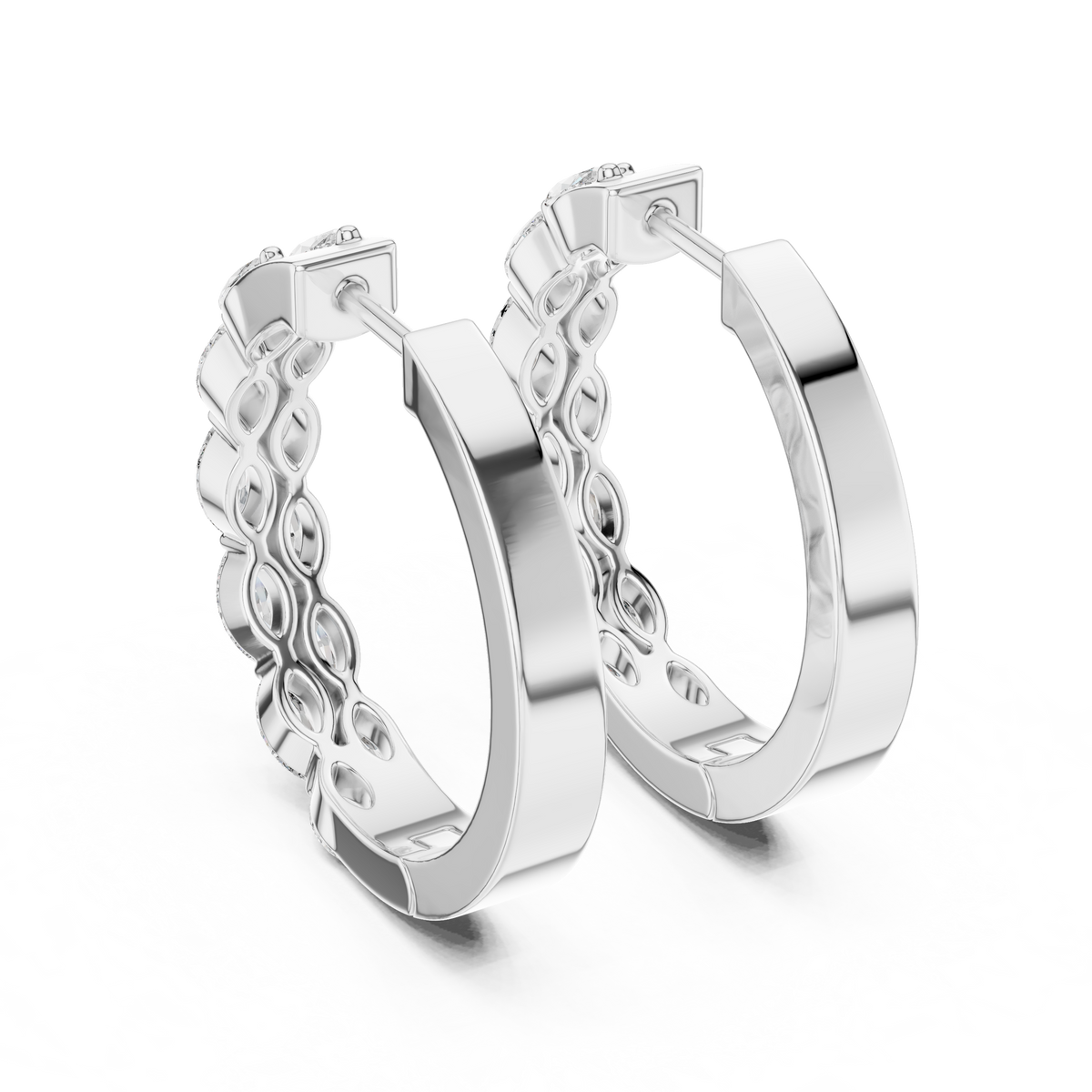 Regal Double Marquise Diamond Hoops