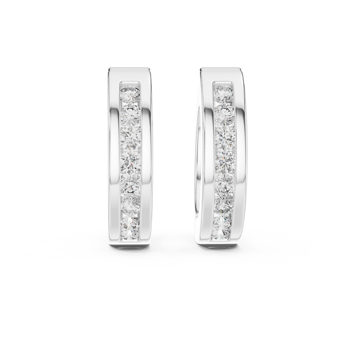 Elegant Channel Set Round Diamond Hoops