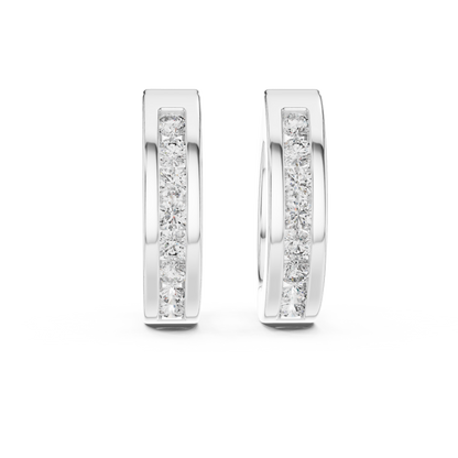 Elegant Channel Set Round Diamond Hoops