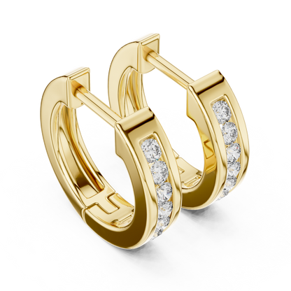 Elegant Channel Set Round Diamond Hoops