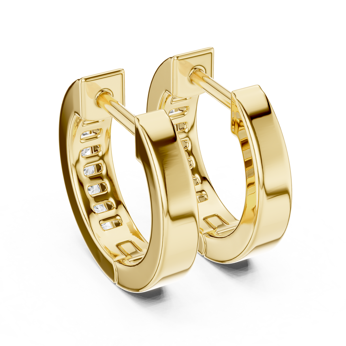 Elegant Channel Set Round Diamond Hoops