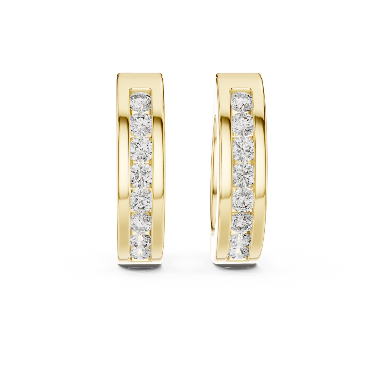 Elegant Channel Set Round Diamond Hoops