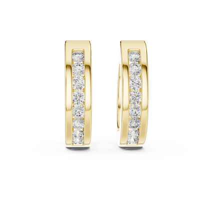 Elegant Channel Set Round Diamond Hoops